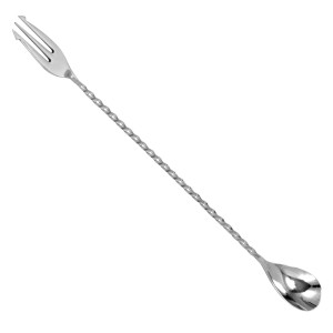 Łyżeczka barmańska z widelcem 40 cm stalowa BPR-40S