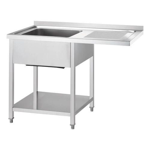 Stół ze zlewem 1-kom.(L) i blatem wystającym 1000x700x900 mm skręcany