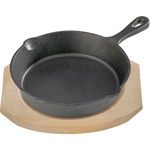Patelnia żeliwna z podstawą drewnianą, Ø 255 mm 049009