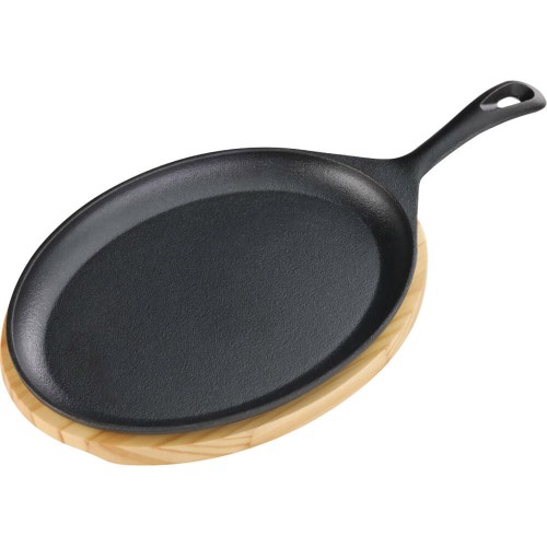 Półmisek żeliwny z podstawą drewnianą, 230x190 mm 049010