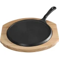 Patelnia żeliwna z podstawą drewnianą, rant niski, Ø 255 mm 049018