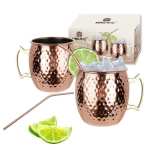 Zestaw kubków Moscow Mule, 2×500 ml, 2 słomki, KINGHoff KH2000