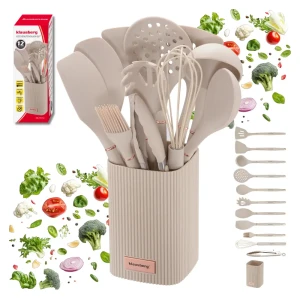 Zestaw przyborów kuchennych 12 el. beżowy silikonowy, Klausberg KB-9012