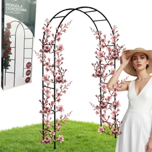 Pergola metalowa 240x140x38 czarna mocna konstrukcja łukowa na pnącza