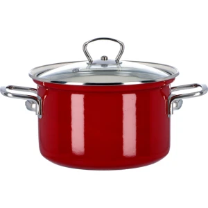 Garnek emaliowany 6,1 l z pokrywką Eco-Ceramic 24 cm bordo Belis