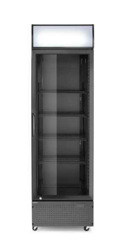 Lodówka barowa z podświetlanym panelem, 1-drzwiowa, Arktic, 254L, czarny, 230V/250W, 578x605x(H)1980mm 236932