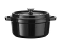 Garnek żeliwny emaliowany - jednoporcjowy / przystawkowy, czarny, 500ml, 120mm