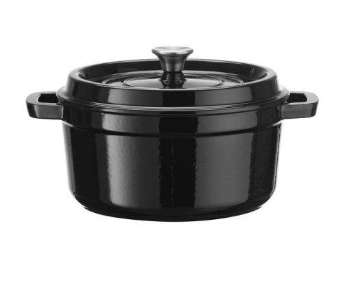 Garnek żeliwny emaliowany - jednoporcjowy / przystawkowy, czarny, 500ml, 120mm