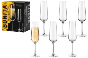 Kieliszki do szampana Bohemia BONITA 200 ml 6 szt szkło kryształowe