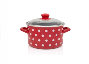 Garnek emaliowany Metalac 14cm 1,5l Dots on red