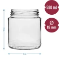Słoiki szklane 580 ml z bordową zakrętką fi 82 – zestaw 6 sztuk