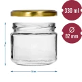 Słoiki niskie 330ml - ze złotą zakrętką fi 82/6 zestaw 6szt.