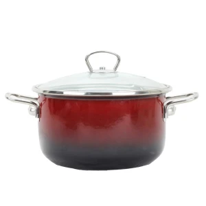 Garnek tradycyjny emaliowany Belis 5,5 l 24 cm z pokrywą BELIS OMBRE RED