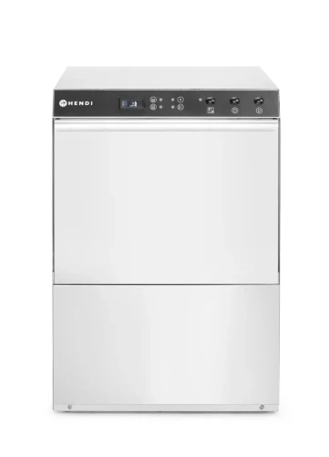 Zmywarka 50x50 Doppio, HENDI, Budget Line, z dozownikiem detergentu i pompą spustową, 400V/4900W, 565x605x(H)830mm 237366
