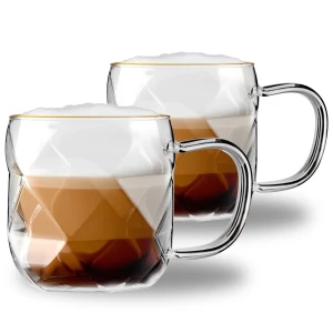 Filiżanki termiczne ze złotym rantem Vialli Design Komplet 2x350ml GEO 32125