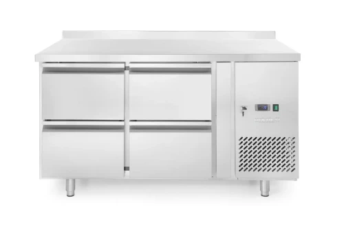 Stół chłodniczy z 4 szufladami i agregatem bocznym, Arktic, Profi Line, Z tylnym rantem, 90L, srebrny, 230V/250W, 1360x700x(H)840mm 238318