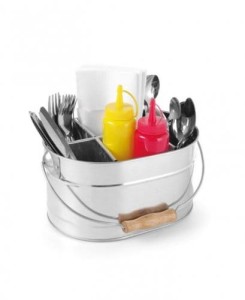 Pojemnik w kształcie wiadra na sztućce i serwetki 425978