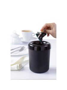 Śmietniczka stołowa/Pojemnik na sztućce czarna - ø130x(H)160
