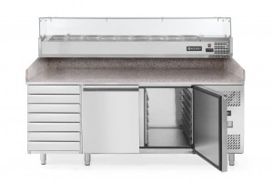 Stół chłodniczy do pizzy 2-drzwiowy z blatem