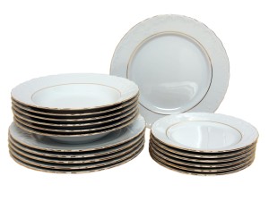 Zestaw 18 talerzy Cmielow Rococo 3604 zloty pasek