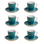 Zestaw filiżanek ze spodkiem 200 ml morski 6630L