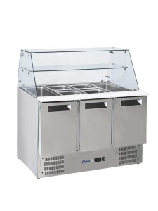 Stół chłodniczy sałatkowy 3-drzwiowy z nadstawą szklaną 