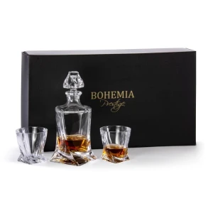 BOHEMIA QUADRO zestaw do whisky 7el karafka + szklanki szkło kryształowe