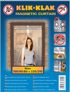 Moskitiera na drzwi przeciw owadom czarna 100x220 z magnesami