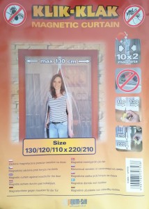 Moskitiera na drzwi przeciw owadom biała 130x220 z magnesami