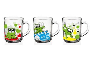 Komplet 3 kubków z nadrukiem żabki 220ml 