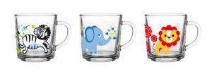 Komplet 3 kubków z nadrukiem zwierzątka 220ml