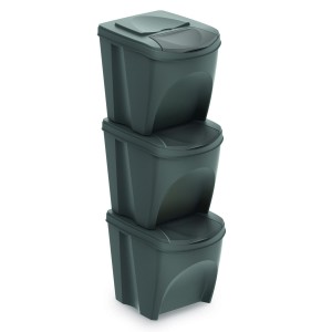Zestaw 3 koszy do sortowania SORTIBOX 3x25l szary